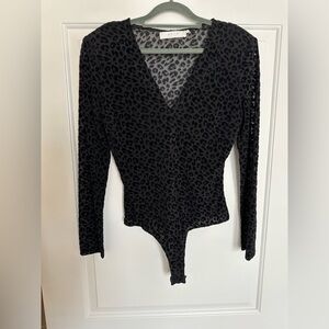Black Mesh Cheetah Print Bodysuit
